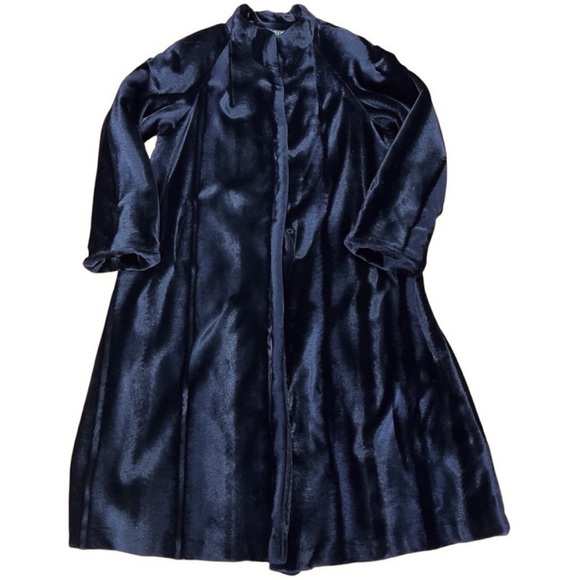 Komitor Jackets & Blazers - Komitor Black Faux Fur Coat Vintage Full Length Long Fur Coat Overcoat Trench